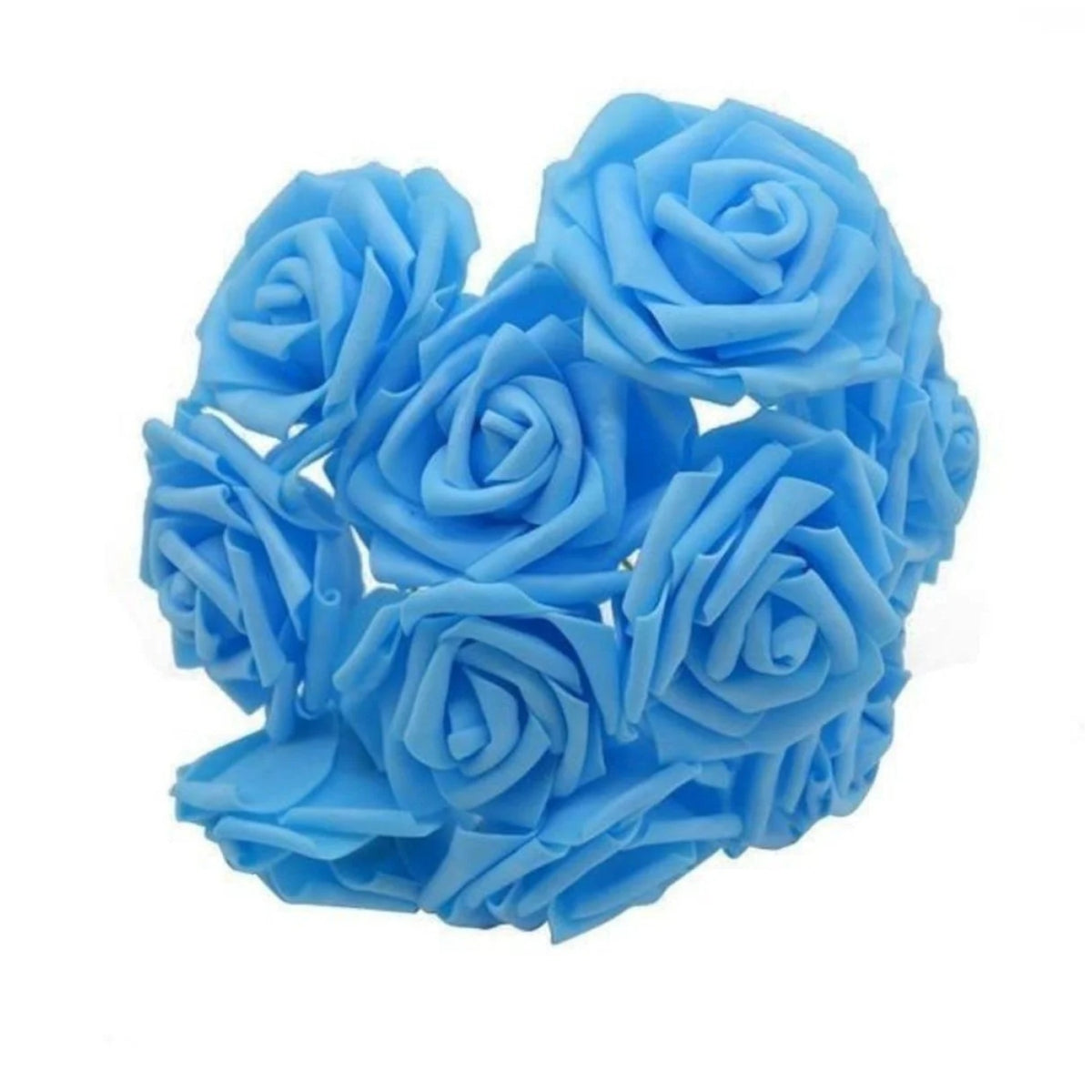 10-100pcs 8cm Artificial Flowers Foam Rose Fake Bride Bouquet Wedding - 10pcs - Light Blue - Asia Sell