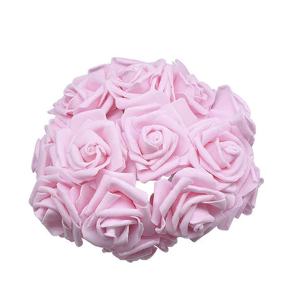 10-100pcs 8cm Artificial Flowers Foam Rose Fake Bride Bouquet Wedding - 10pcs - Light Pink - Asia Sell