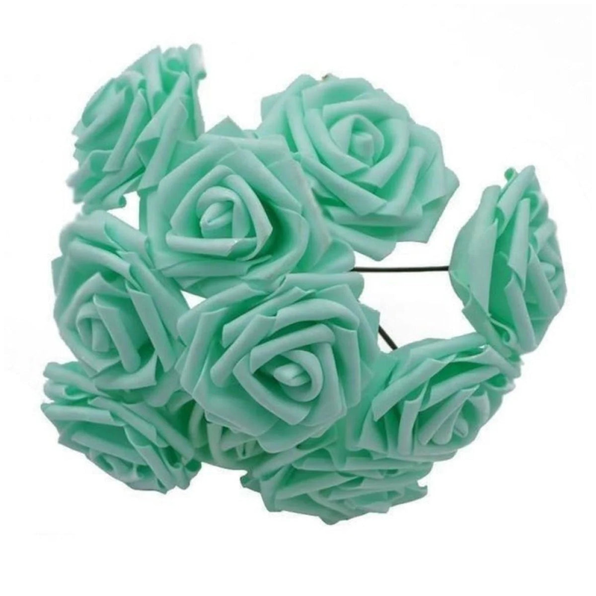 10-100pcs 8cm Artificial Flowers Foam Rose Fake Bride Bouquet Wedding - 10pcs - Mint Green - Asia Sell