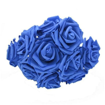 10-100pcs 8cm Artificial Flowers Foam Rose Fake Bride Bouquet Wedding - 10pcs - Royal Blue - Asia Sell
