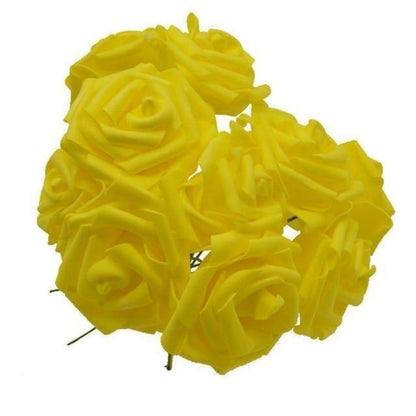 10-100pcs 8cm Artificial Flowers Foam Rose Fake Bride Bouquet Wedding - 10pcs - Yellow - Asia Sell