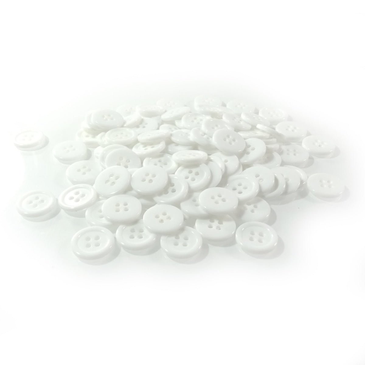 10/20/50/100pcs Buttons Plain White Plastic Ridged 15mm 4-Hole Sewing Kids Clothes - 100pcs - Asia Sell