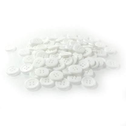 10/20/50/100pcs Buttons Plain White Plastic Ridged 15mm 4-Hole Sewing Kids Clothes - 100pcs - Asia Sell