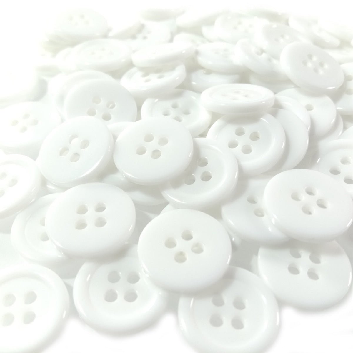 10/20/50/100pcs Buttons Plain White Plastic Ridged 15mm 4-Hole Sewing Kids Clothes - 10pcs - Asia Sell