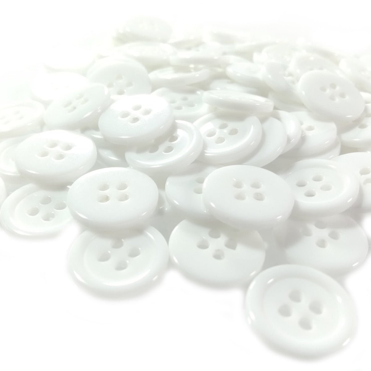 10/20/50/100pcs Buttons Plain White Plastic Ridged 15mm 4-Hole Sewing Kids Clothes - 20pcs - Asia Sell