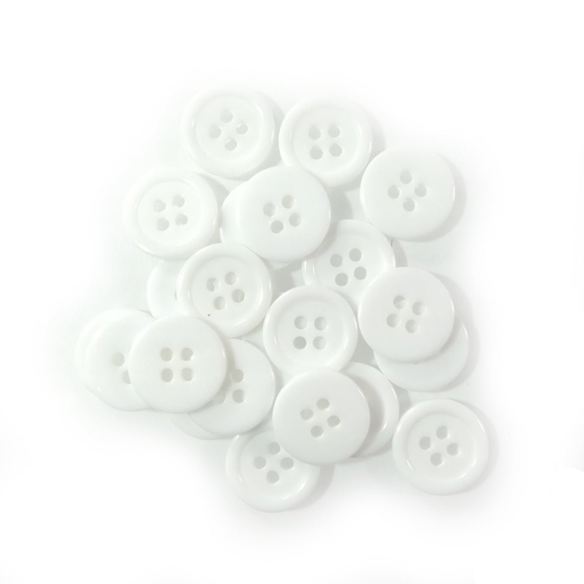 10/20/50/100pcs Buttons Plain White Plastic Ridged 15mm 4-Hole Sewing Kids Clothes - 50pcs - Asia Sell