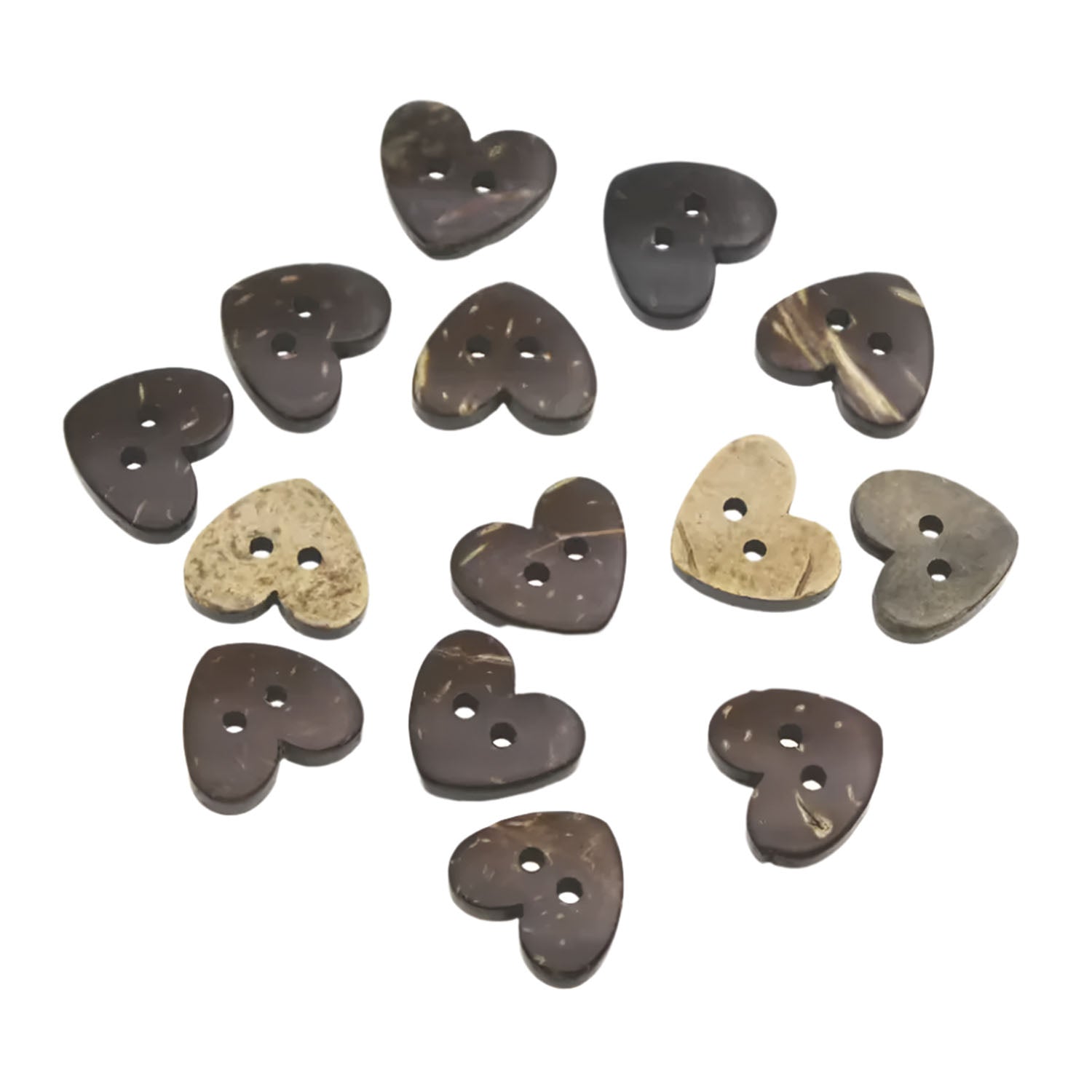 10-100pcs Clothing Buttons Coconut Shell Heart Shape Wooden 15mm Sewing 2 Holes | Asia Sell