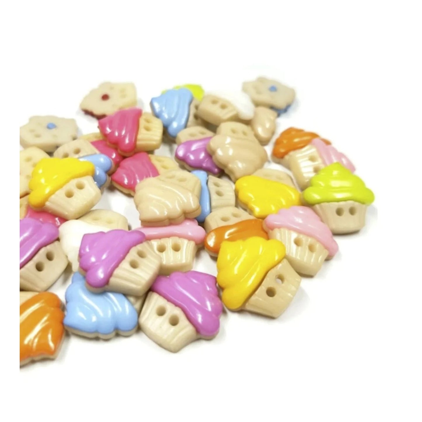 10-200pcs-Shank Loop Buttons Butterfly Cupcake Car Heart Paw Icecream Ladybug Apple Childrens Clothing Crafts - Cupcake - 10pcs - Asia Sell