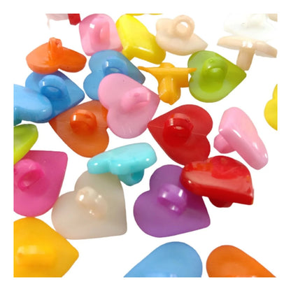 10-200pcs-Shank Loop Buttons Butterfly Cupcake Car Heart Paw Icecream Ladybug Apple Childrens Clothing Crafts - Heart - 10pcs - Asia Sell