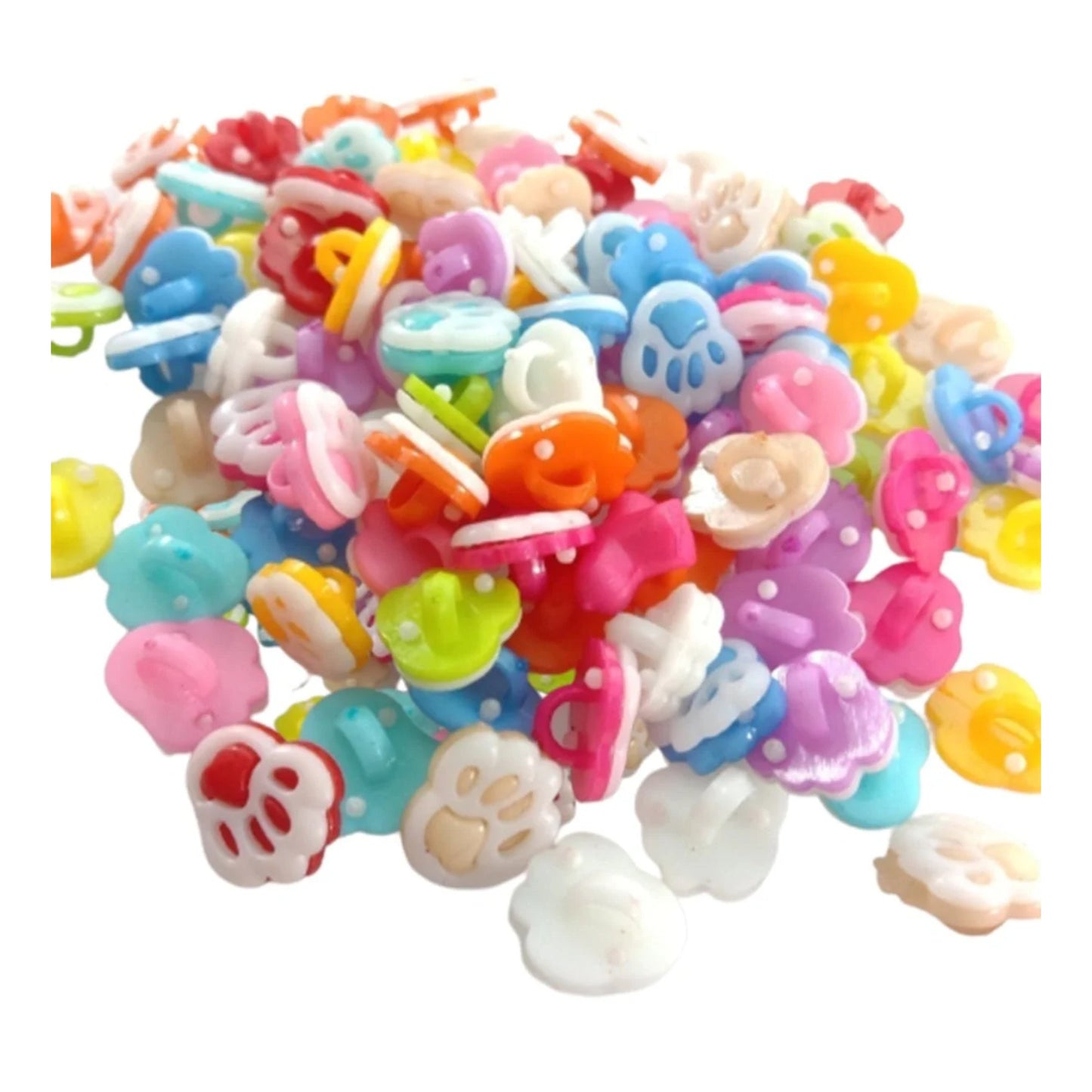 10-200pcs-Shank Loop Buttons Butterfly Cupcake Car Heart Paw Icecream Ladybug Apple Childrens Clothing Crafts - Paw - 10pcs - Asia Sell