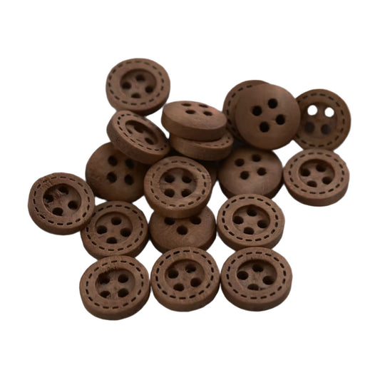 10100200pcs 12mm Brown Round Dotted Line Wooden Buttons Handwork Decorative For Sewing Scrapbooking Clothing Accessories | Asia Sell