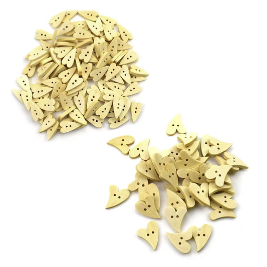 10-200pcs Wooden Heart Shape Buttons Creme Beige Natural for Handmade Girls Clothing DIY Decor Scrapbooking Needlework Craft Sewing Wood Button Accessories | Main Image