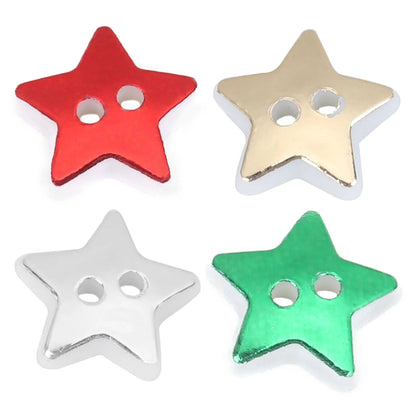 10-50pcs Plastic Green Silver Gold Red Star Shape Clothing Buttons Christmas Theme 13mm | Asia Sell