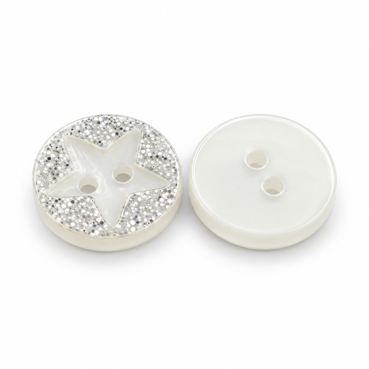 10-50pcs Star Pattern Buttons 12mm Grey with Silver Glitter Sewing 2-Hole Plastic Round Star Design | Asia Sell