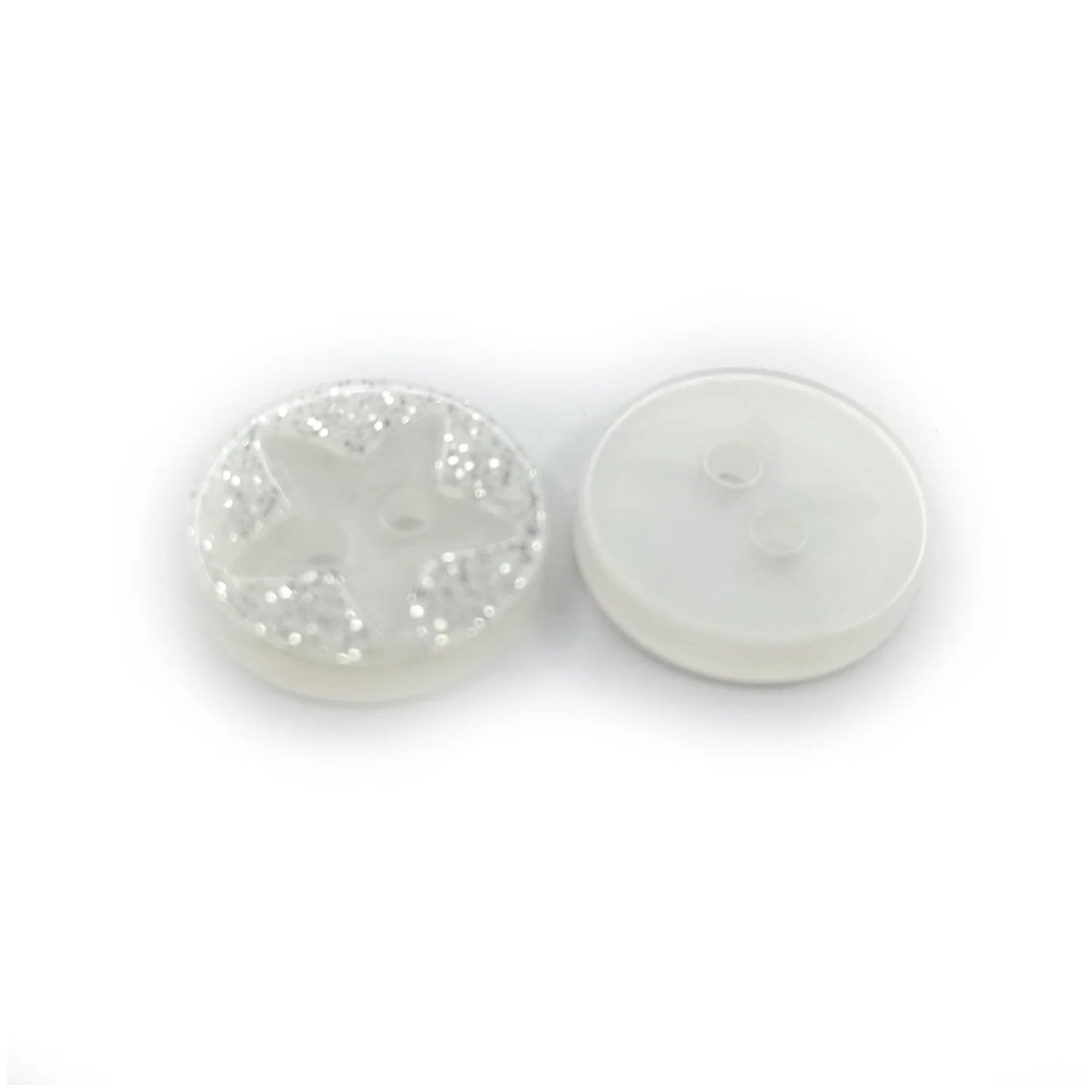 10-50pcs Star Pattern Buttons 12mm Grey with Silver Glitter Sewing 2-Hole Plastic Round Star Design