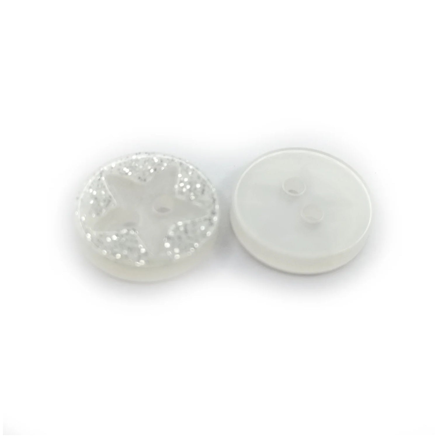 10-50pcs Star Pattern Buttons 12mm Grey with Silver Glitter Sewing 2-Hole Plastic Round Star Design