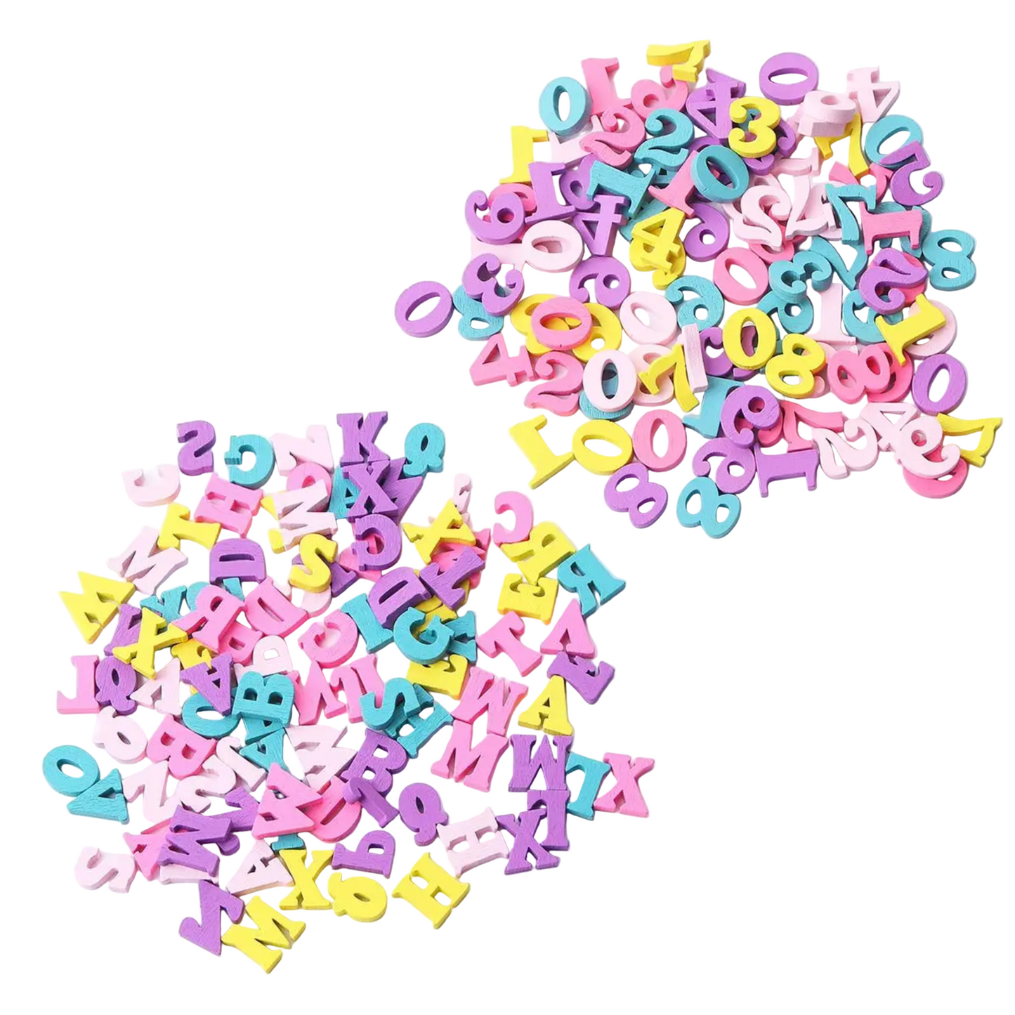 Pastel-colored letters and numbers on a white background | Main Image | Asia Sell