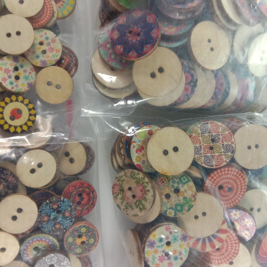 100-500pcs 15-20mm Retro Wooden Buttons for Handmade Clothes Crafts Scrapbooking - 100pcs 15mm - Asia Sell