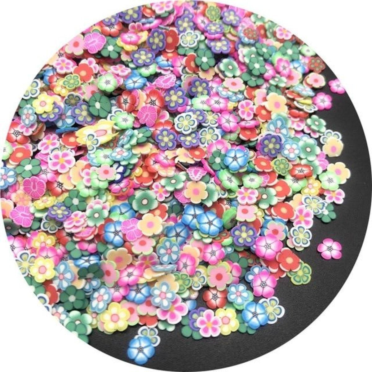 1000pcs 3-6mm Mixed Fruit Animal Clay Beads Decoration Crafts Scrapbook Nail Art - Flowers 2 - - Asia Sell