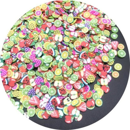 1000pcs 3-6mm Mixed Fruit Animal Clay Beads Decoration Crafts Scrapbook Nail Art - Mixed Fruits - - Asia Sell