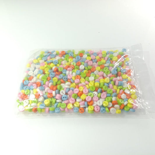 1000pcs 6mm Mixed Colour 2-Hole Resin Mini Buttons Sewing Round Doll Crafts - - Asia Sell