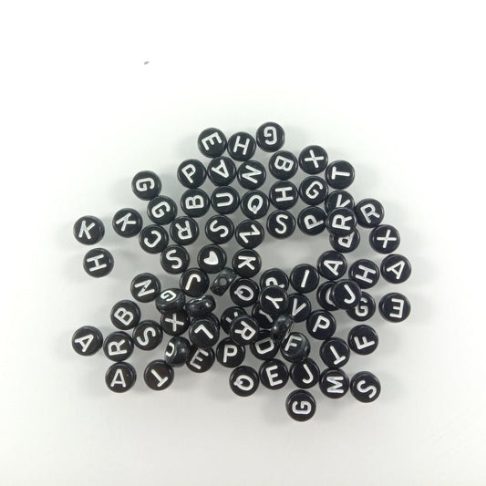 1000pcs Alphabet Letters Spacer Beads DIY White Writing on Black Beads - Asia Sell