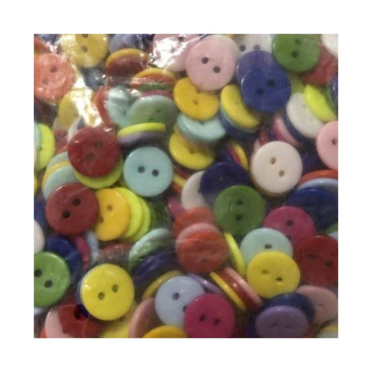 1000pcs Mixed Colour Buttons 11mm-13mm Round Shape Plastic Resin Holes Sewing DIY - 11mm - Asia Sell