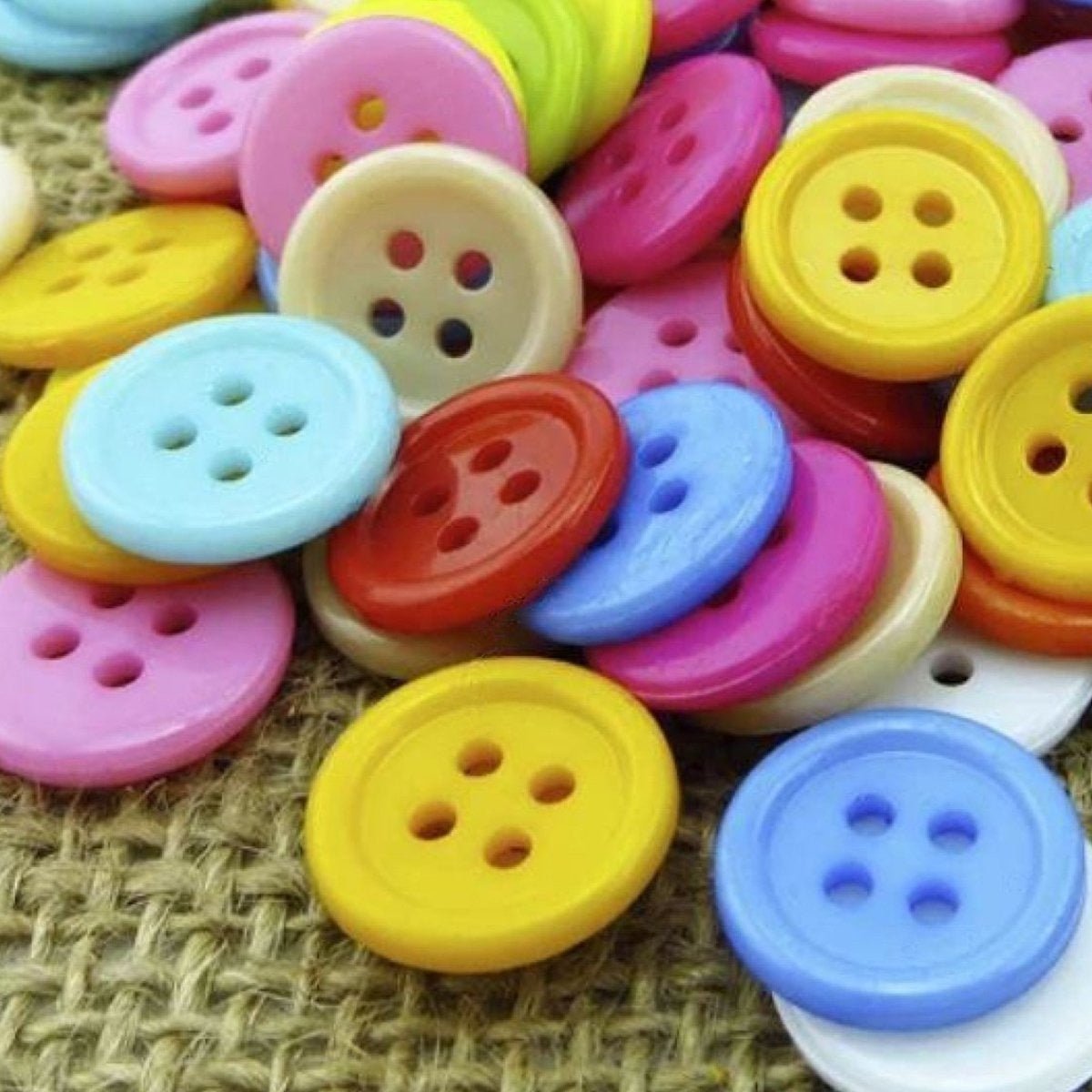 1000pcs Mixed Colour Buttons 12.5mm 4-Hole Round Shape Plastic Resin Holes Sewing DIY - - Asia Sell