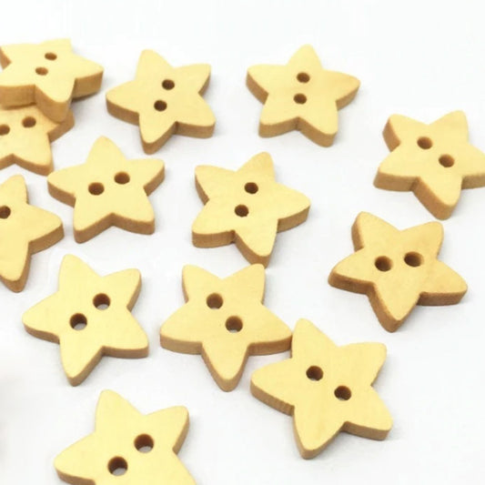 1000pcs Star Wood Buttons 2 Holes Sewing Baby Clothing Wooden Button 13mm - - Asia Sell