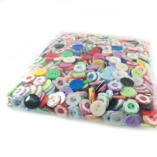 1000x 13mm Flower Buttons 2 Hole Two Tone Flower Buttons Sewing Dress Mixed White - - Asia Sell