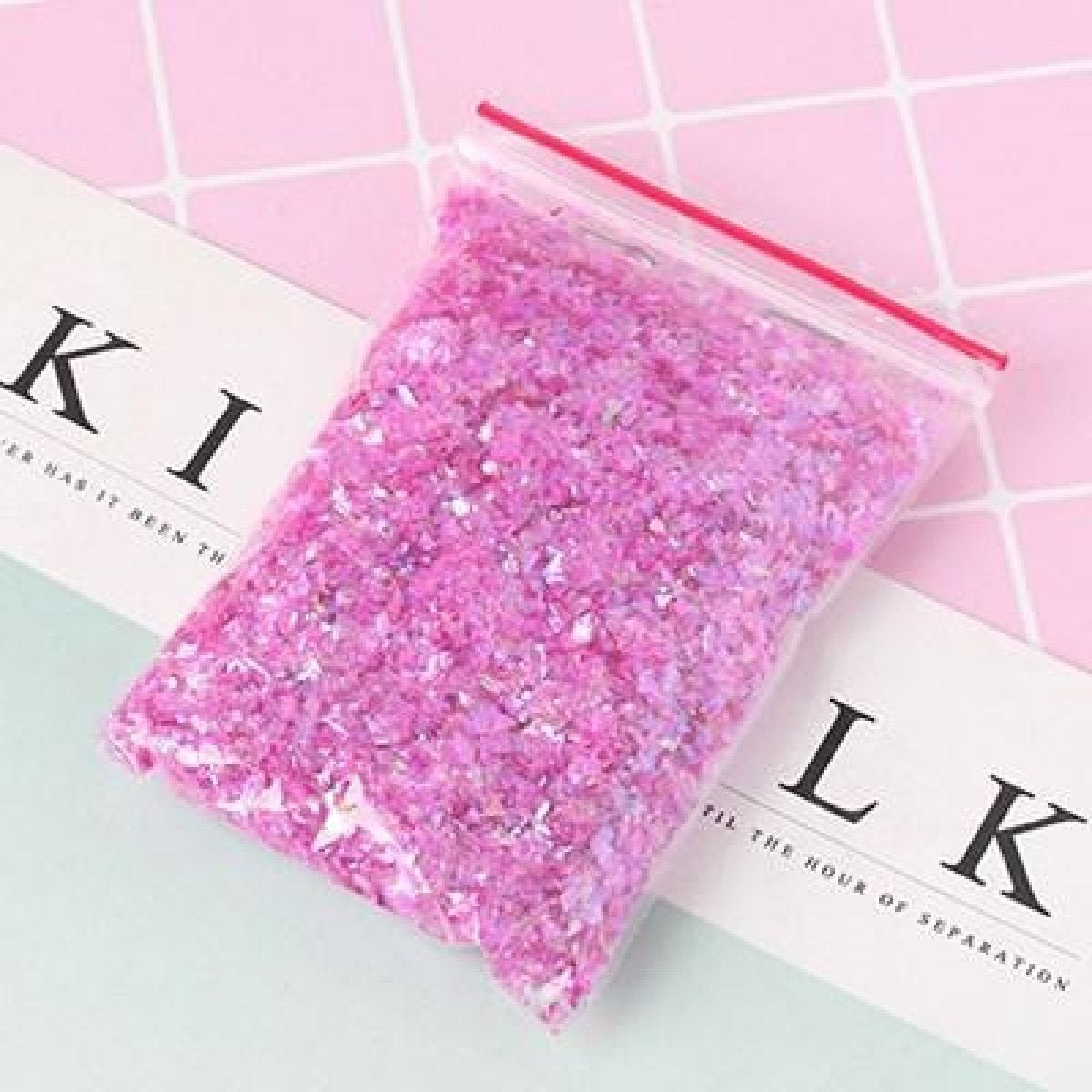 100g Holographic Nail Decoration Flakes Glitter DIY Nail Art 3D Sequin - Dark Pink - - Asia Sell