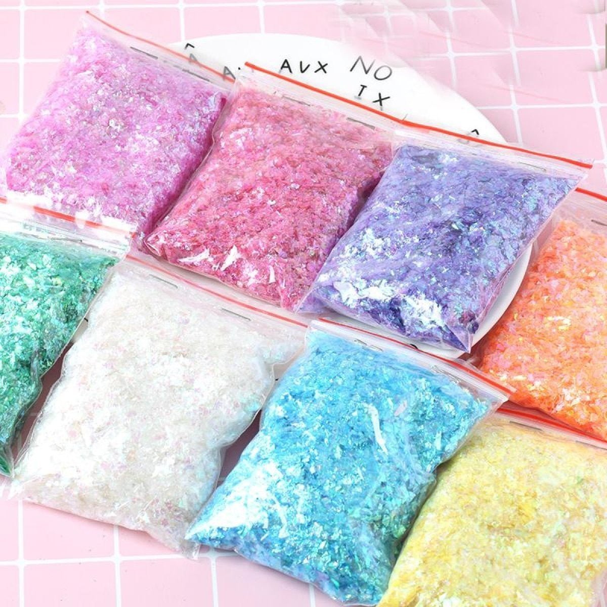 100g Holographic Nail Decoration Flakes Glitter DIY Nail Art 3D Sequin - Dark yellow - - Asia Sell