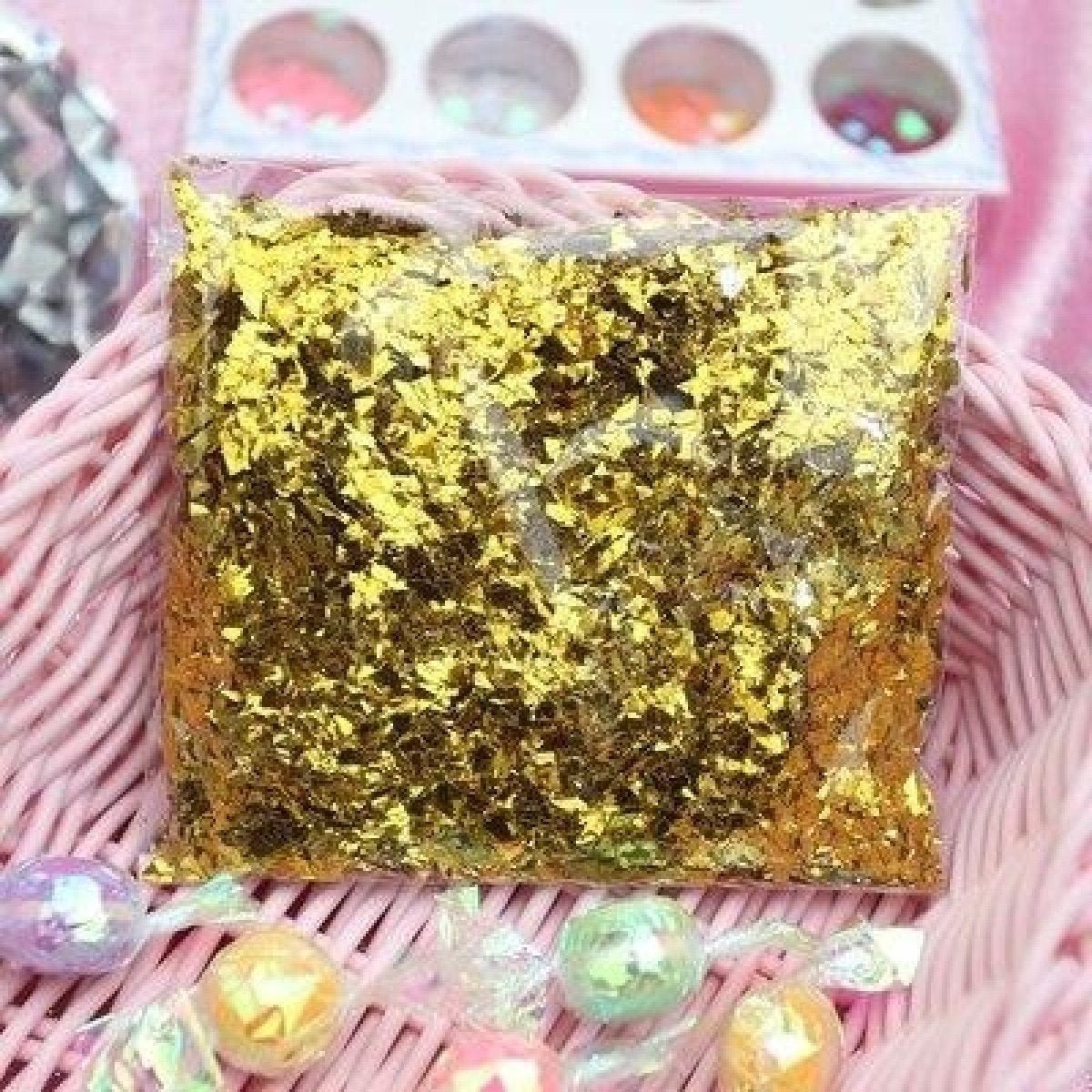 100g Holographic Nail Decoration Flakes Glitter DIY Nail Art 3D Sequin - Gold - - Asia Sell