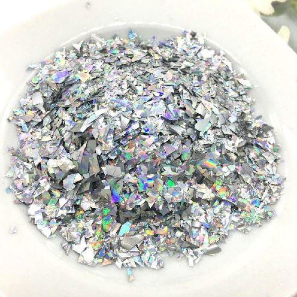 100g Holographic Nail Decoration Flakes Glitter DIY Nail Art 3D Sequin - Laser Silver - - Asia Sell