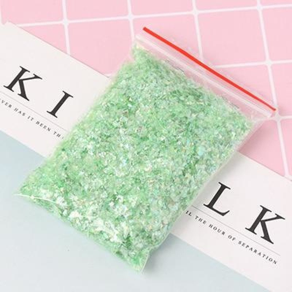 100g Holographic Nail Decoration Flakes Glitter DIY Nail Art 3D Sequin - Light Green - - Asia Sell