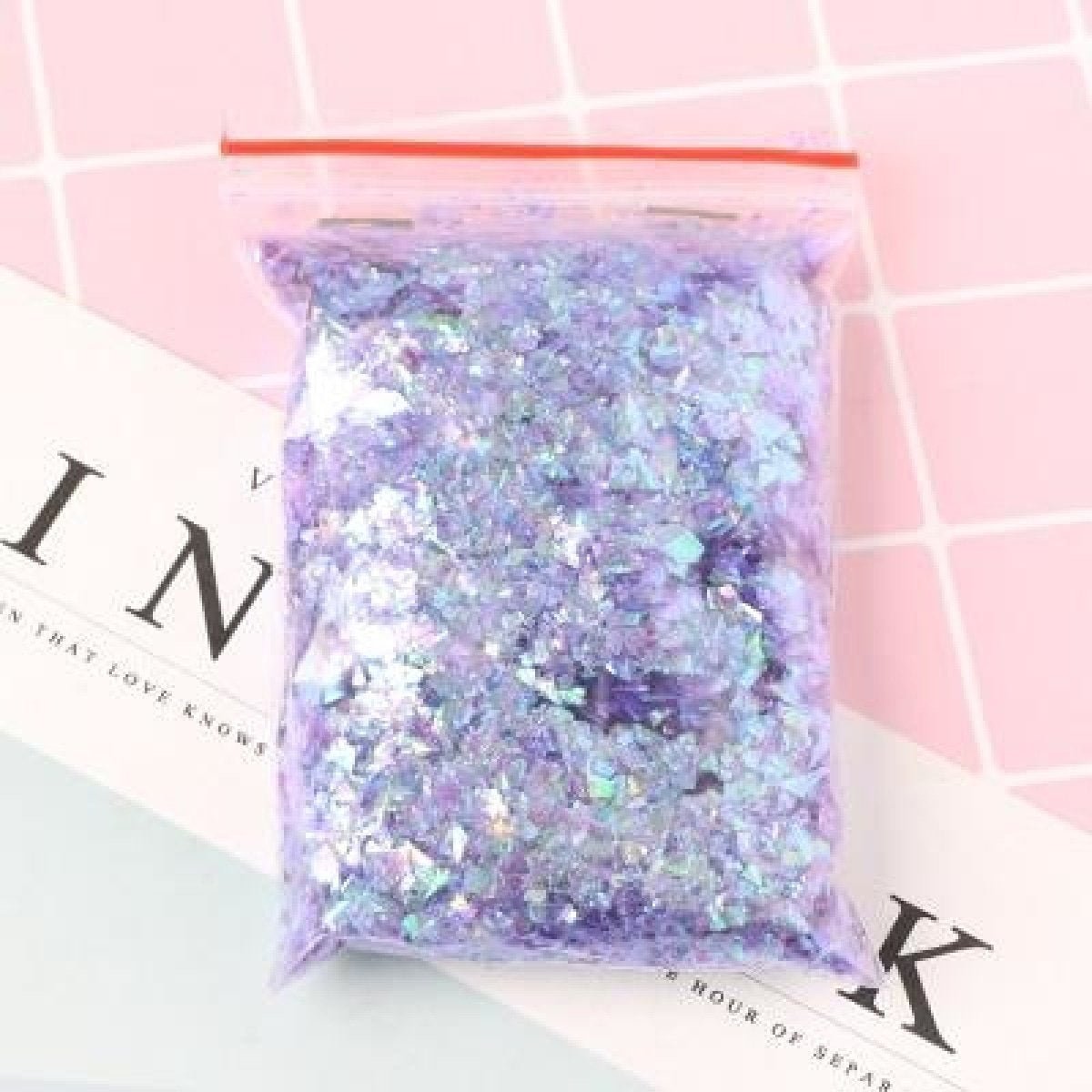 100g Holographic Nail Decoration Flakes Glitter DIY Nail Art 3D Sequin - Purple - - Asia Sell