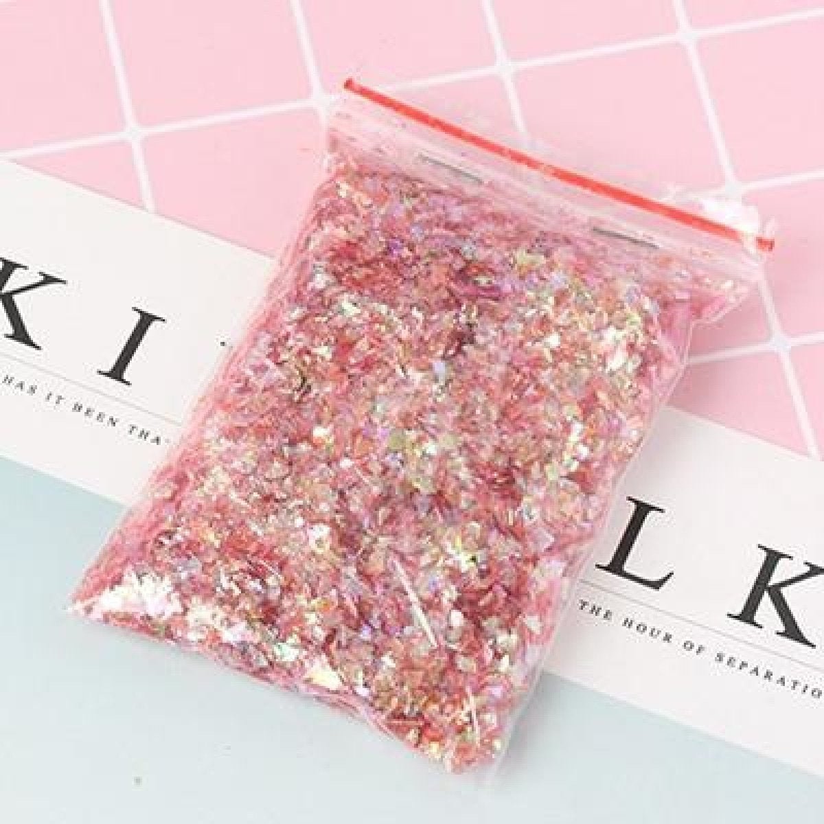 100g Holographic Nail Decoration Flakes Glitter DIY Nail Art 3D Sequin - Red - - Asia Sell