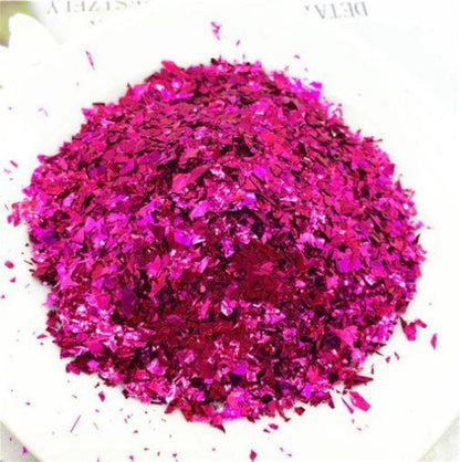 100g Holographic Nail Decoration Flakes Glitter DIY Nail Art 3D Sequin - Rose Red/Purple - - Asia Sell