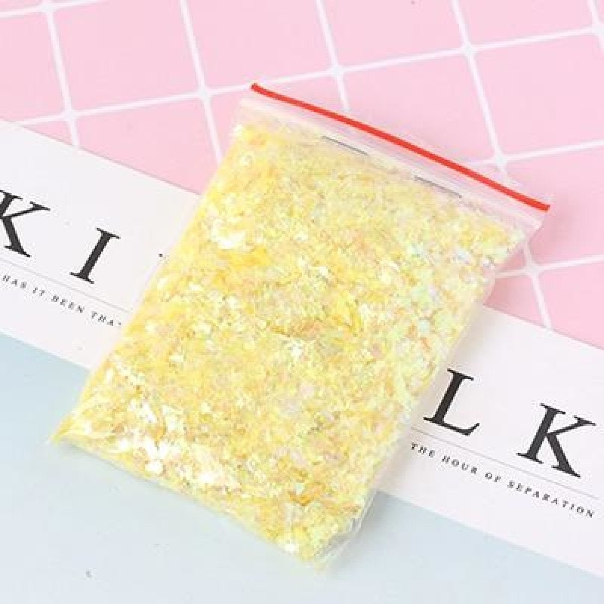 100g Holographic Nail Decoration Flakes Glitter DIY Nail Art 3D Sequin - Yellow - - Asia Sell