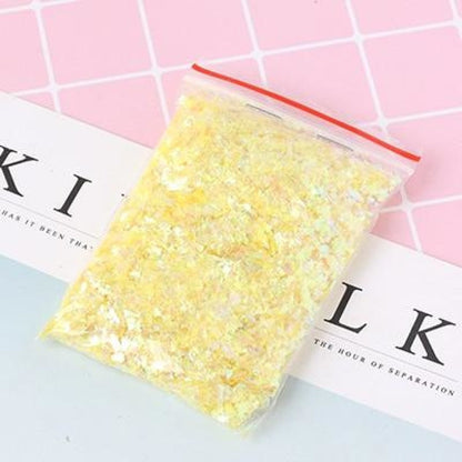 100g Holographic Nail Decoration Flakes Glitter DIY Nail Art 3D Sequin - Yellow - - Asia Sell