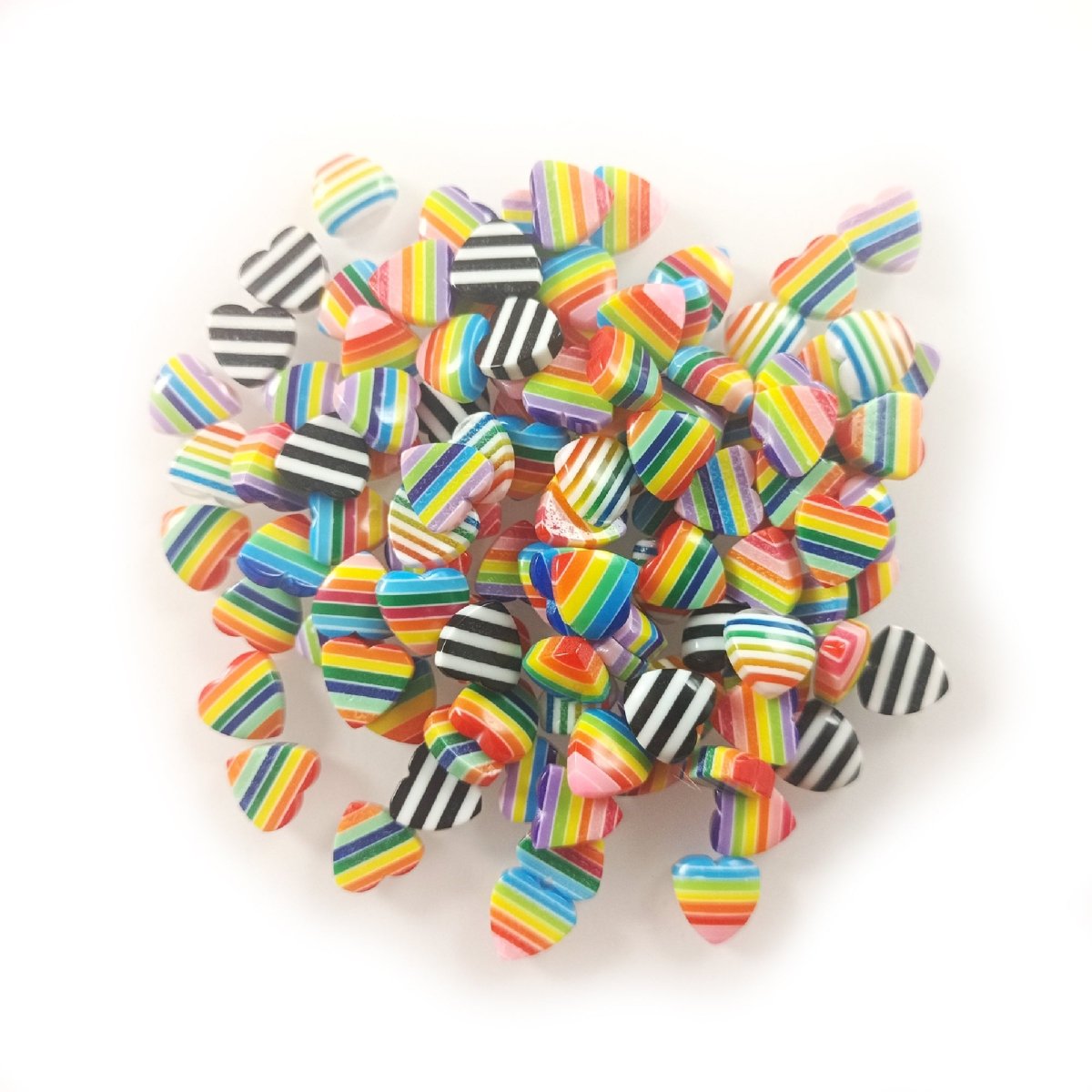 100pcs 10mm Cabochon Heart Shape Striped Resin Flatback Scrapbooking Crafts Resin Shapes - - Asia Sell