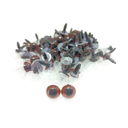 100pcs 10mm Colour Safety Eyes For Teddy Bear Doll Animal Puppet Crafts Plastic Eyes - Dark Brown - - Asia Sell