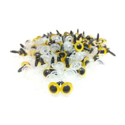 100pcs 10mm Colour Safety Eyes For Teddy Bear Doll Animal Puppet Crafts Plastic Eyes - Yellow - - Asia Sell