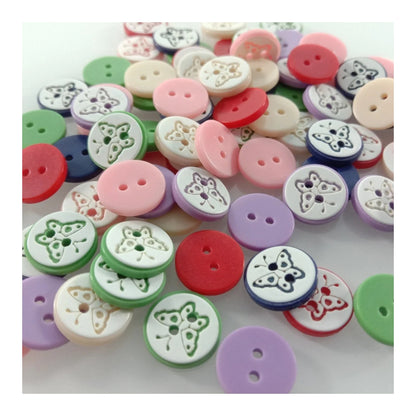 100pcs 11mm Butterfly Resin Buttons Mixed Skirt Garment Sewing Accessories DIY Scrapbooking - - Asia Sell