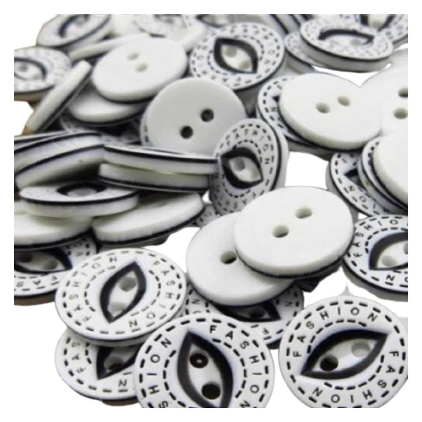 100pcs 12.5mm 2/4 Hole Buttons Mixed Colour Children's Clothing Sewing - Black & White - Asia Sell