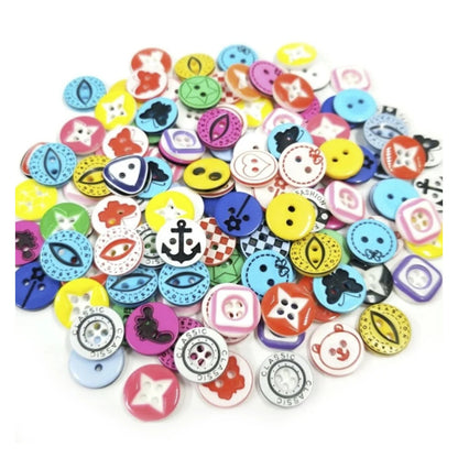 100pcs 12.5mm 2/4 Hole Buttons Mixed Colour Children's Clothing Sewing - Mixed Colourful - Asia Sell