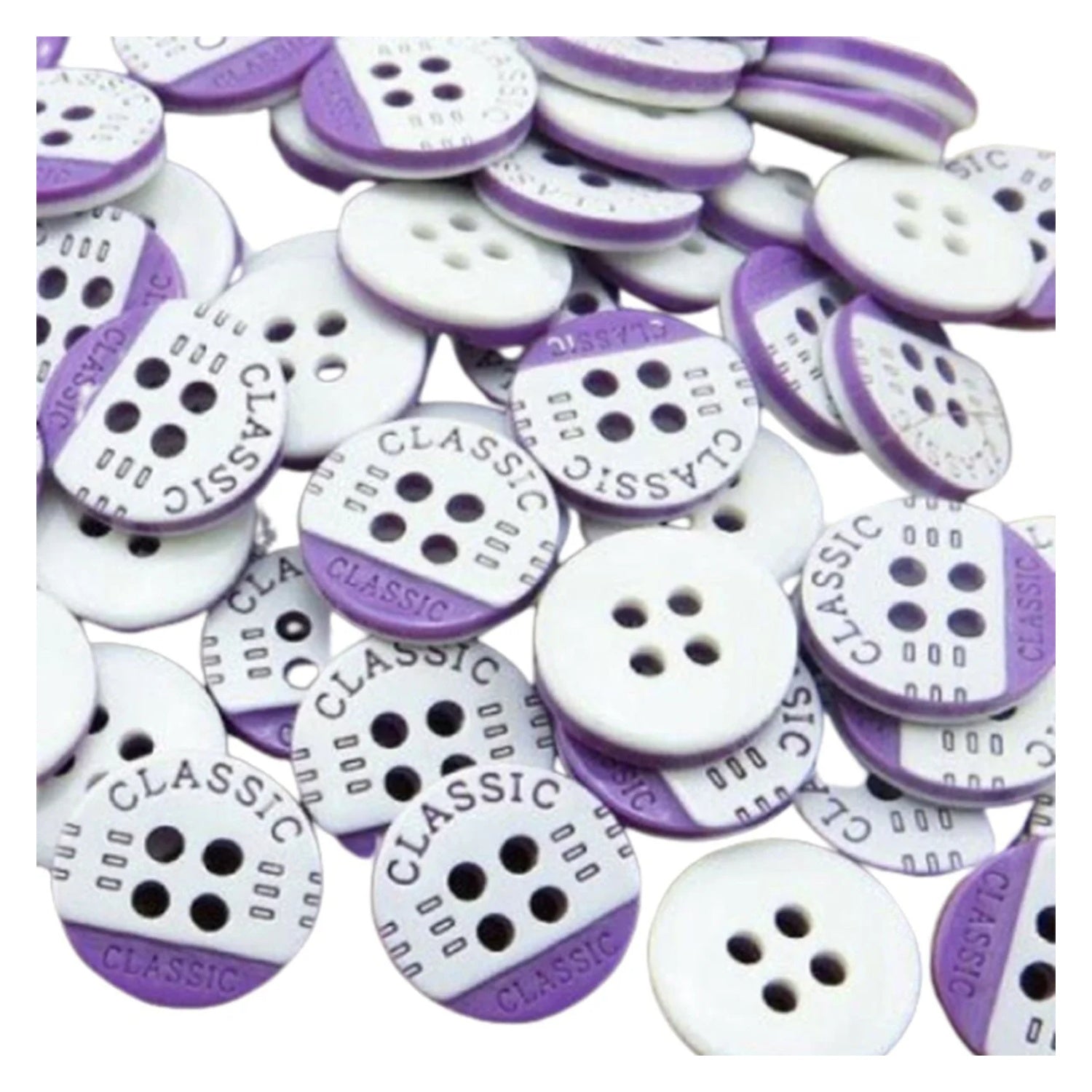 100pcs 12.5mm 2/4 Hole Buttons Mixed Colour Children's Clothing Sewing - Purple & White - Asia Sell