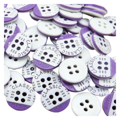 100pcs 12.5mm 2/4 Hole Buttons Mixed Colour Children's Clothing Sewing - Purple & White - Asia Sell
