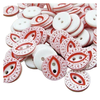 100pcs 12.5mm 2/4 Hole Buttons Mixed Colour Children's Clothing Sewing - Red & White - Asia Sell