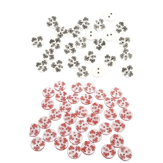 100pcs 12.5mm Black Red Flower Resin Apparel Sewing Buttons For Kids Clothes Scrapbooking Decorative - Black - Asia Sell